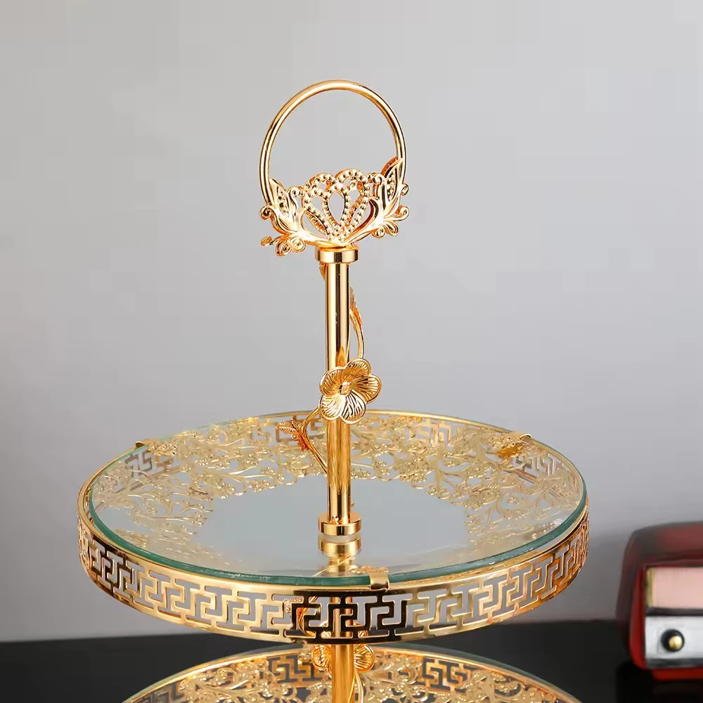 Golden Classical Light Luxury Multi-layer Fruit Tray Business Hall Snacks Dried Fruit Tray Exquisite Design Crafts