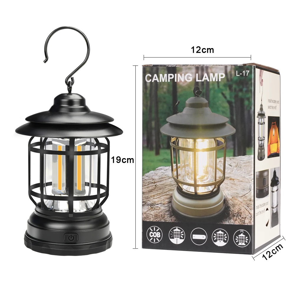 Mini Vintage Outdoor Hanging LED Lanterns Waterproof Garden Light Metal Handled Retro Camping Lamps For Indoor Garden Yard