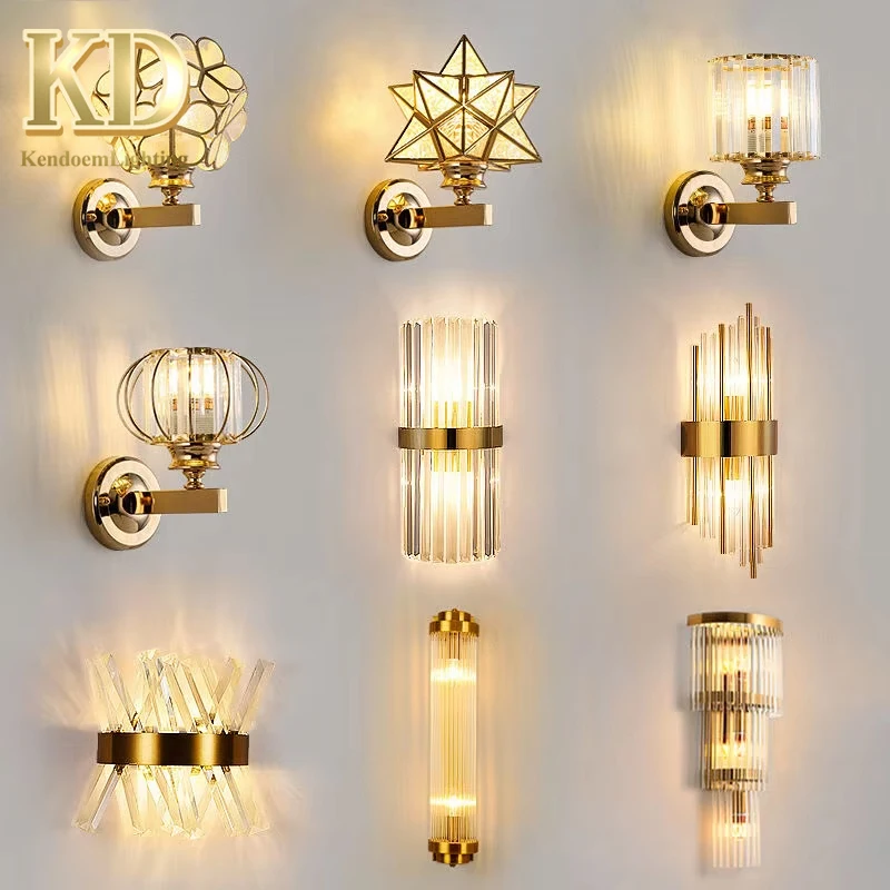 Modern Indoor Luxury Design Home Decor Led Crystal Wall Lamp Living Room Corridor Bedroom Bedside Wall Light
