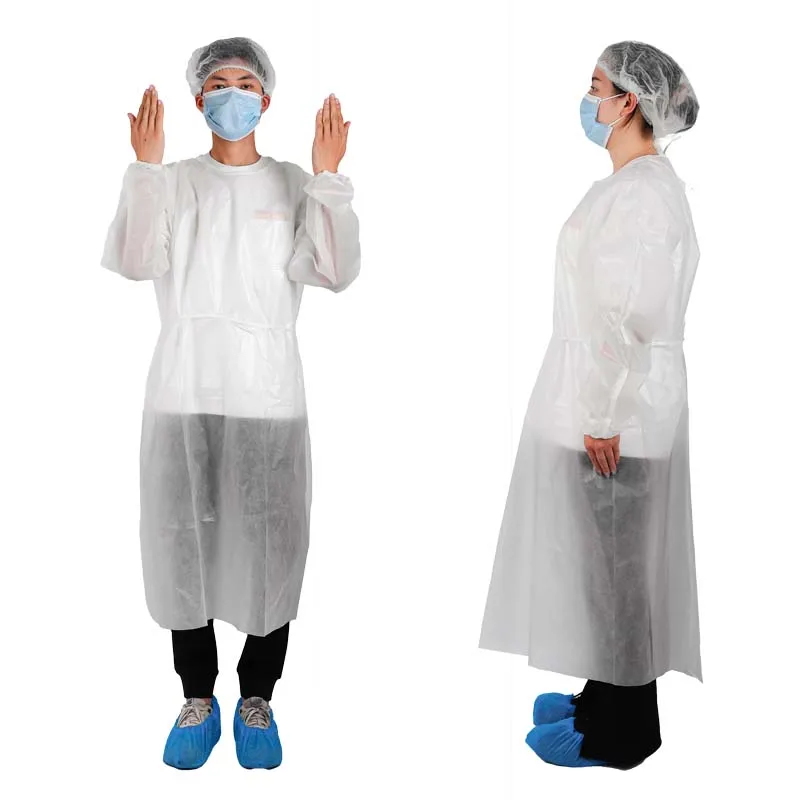 Hot Sale Disposable SMS Non Woven Blue Knitted Cuffs Isolated Gowns