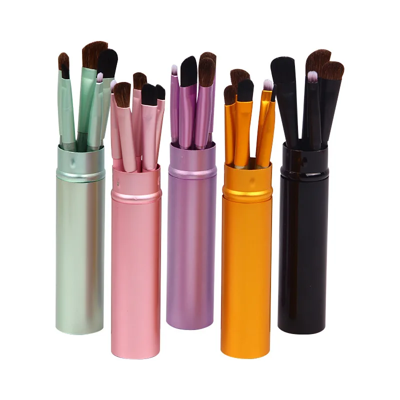 2022 Free Sample Wholesale Eyeshadow Brushes Pony Hair 5Pcs Travel Eye Makeup Brush Set