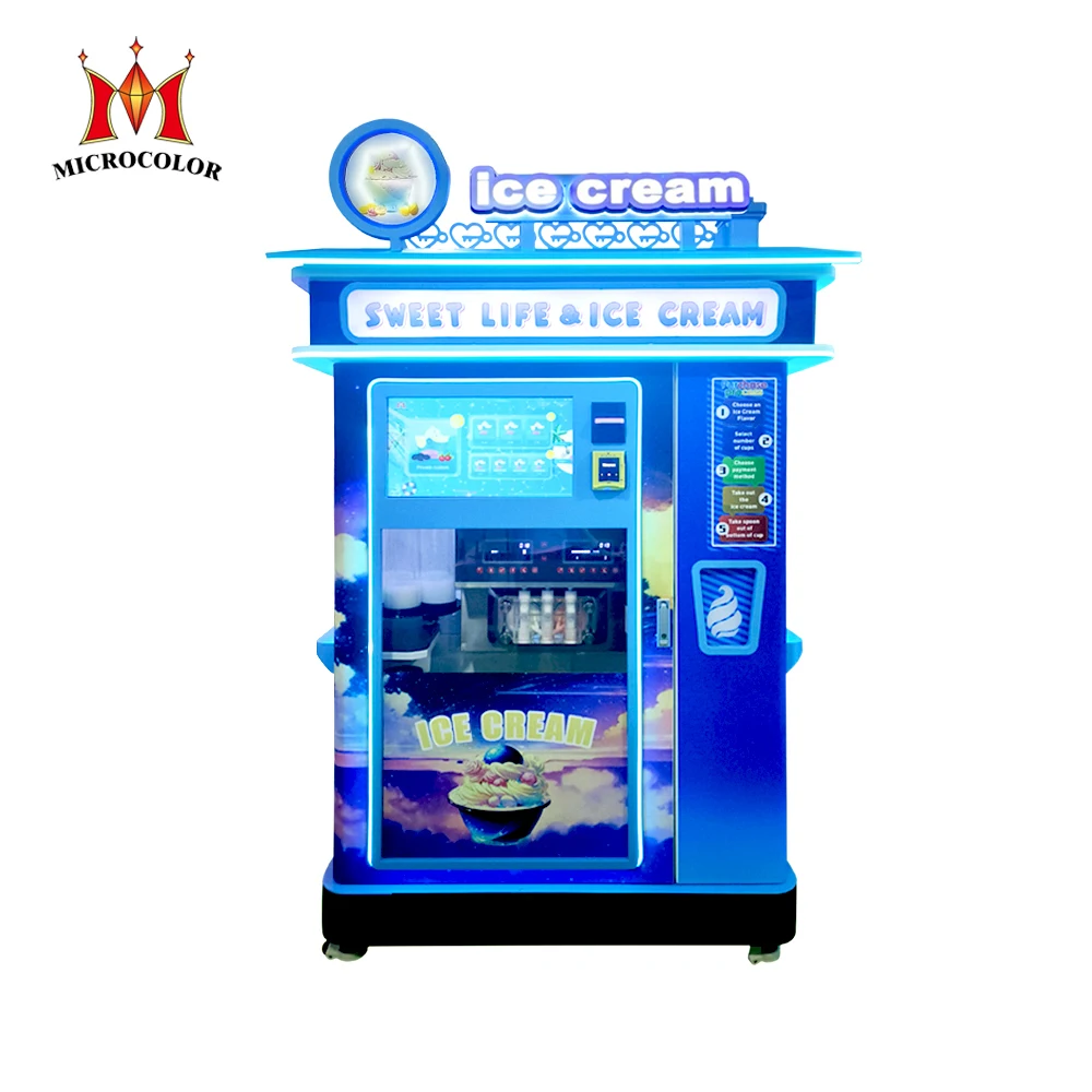 Coin Operated Automatic Ice Cream Robot Kiosk Popular Smart Ice Cream Vending Machine with Credit Card Payment System