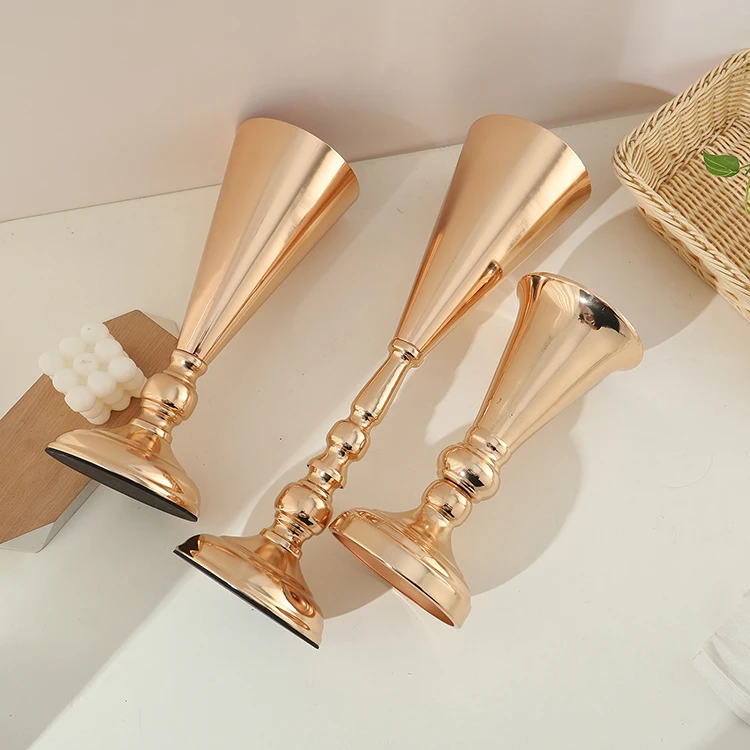 Gold/tall Candle Holders Display Metal Flower Arrangement Vase Stand For Wedding Table Centerpieces