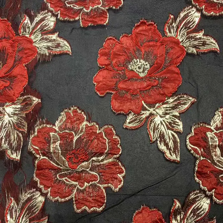 Eco-friendly Woven Double Faced Men Girls Cloths Fabric brocade floral fabric jacquard woven