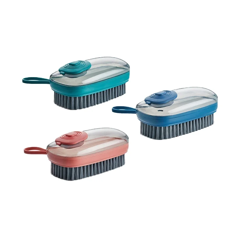 Dispensing Clothes Cleaning Brush Shoe Washing Kitchen Dish Washing Brush Automatic Liquid Cleaning Brush A2886 Plastic Caddy