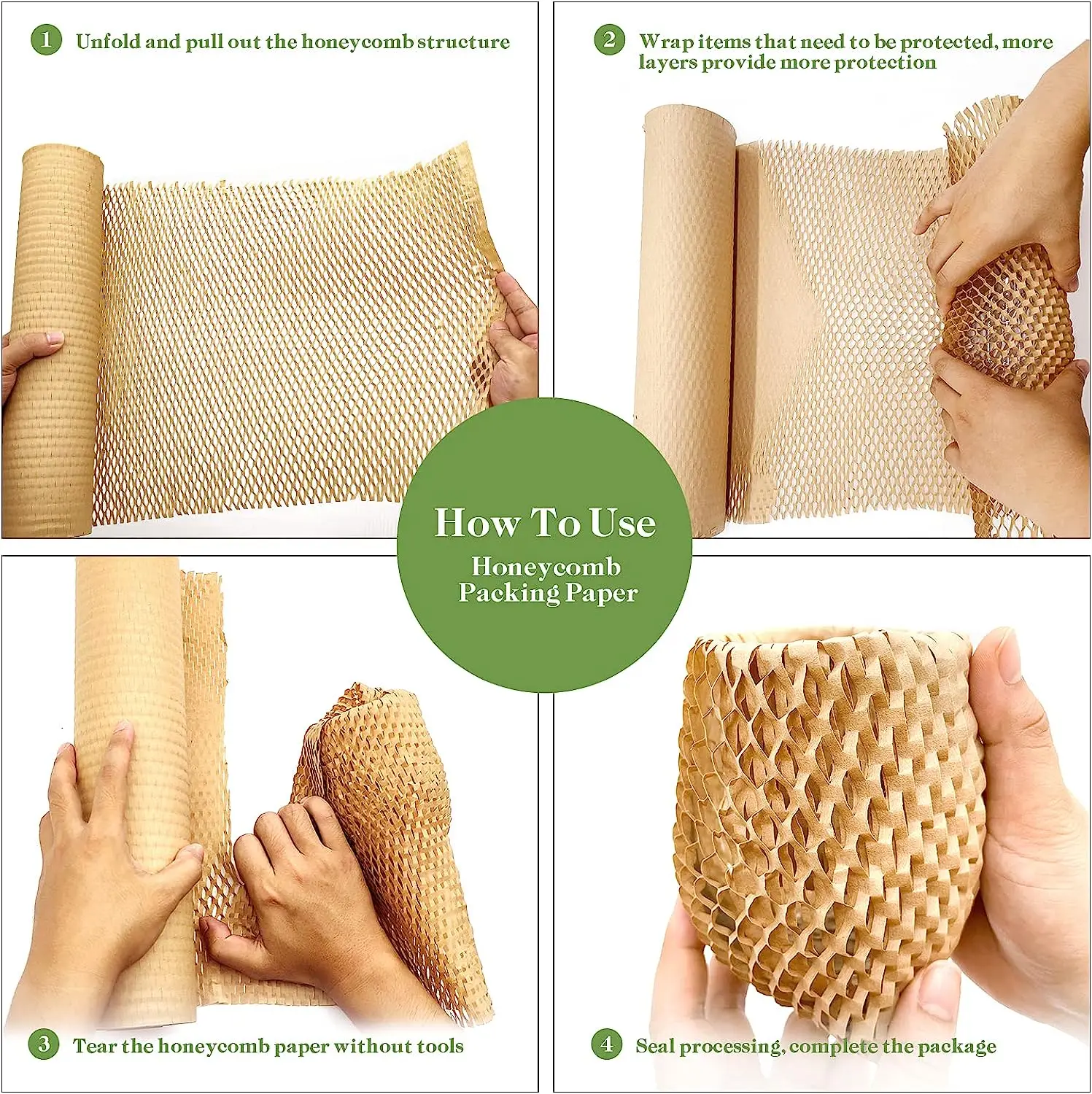 Mesh Honeycomb Perforated Wrap Paper Biodegradable Kraft Paper Cushioned Packaging Roll for Packing and Moving