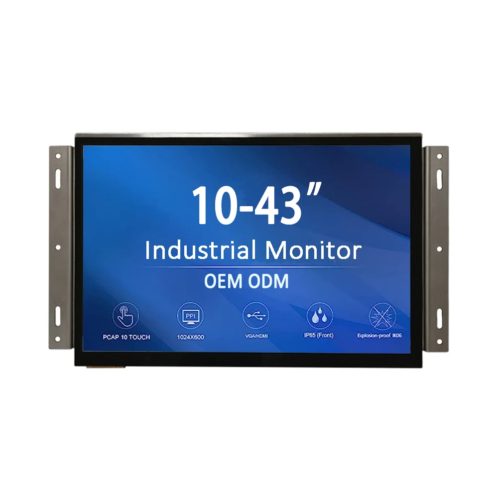 1280*800 TFT LCD Display VGA HDMI Port 10.1 Inch Resistive Capacitive Touch Screen Open Frame  Industrial Monitor