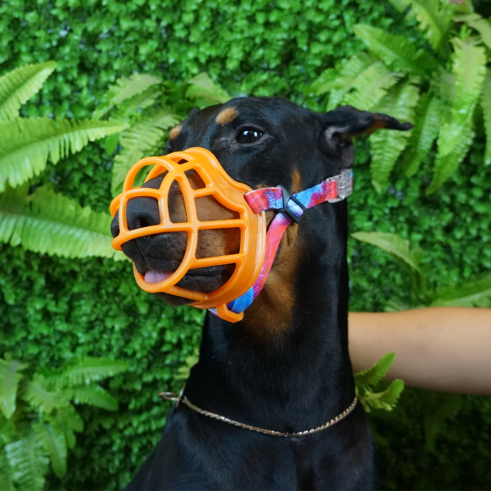 Wholesale Breathable Soft Mesh Pet Protect Mouth Muzzle Smiley Face Dog Muzzles