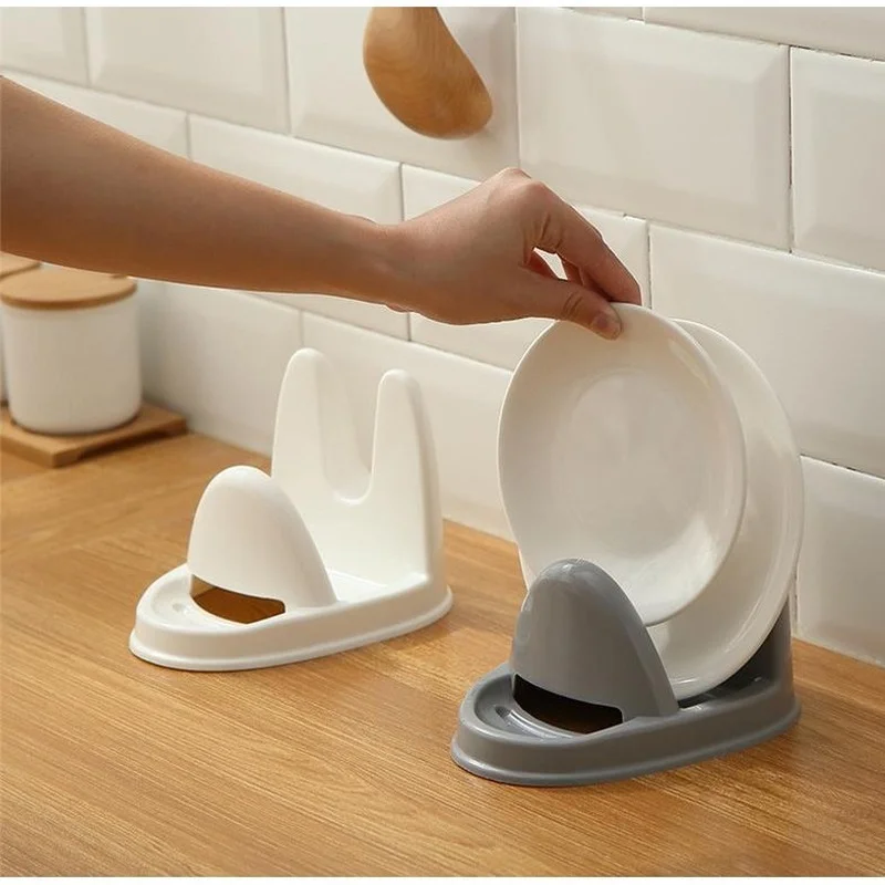 Kitchen Supplies Vertical Pot Cover Rack Plastic Multi-function Drain Shelf Spoon Spatula Storage Rack