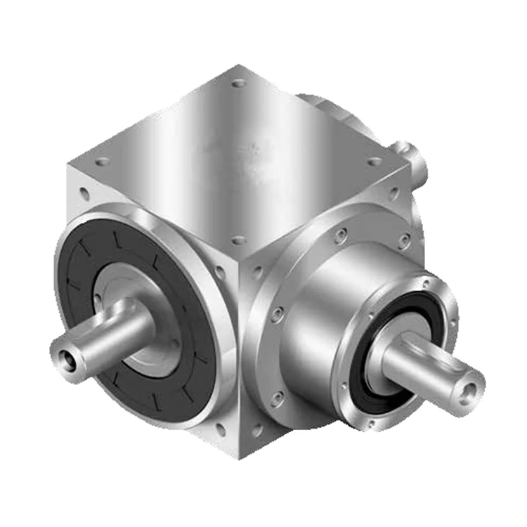 Guzuo AT075-L Right Angle 90 Degree Spiral Bevel Low Backlash Precision Steering Gearbox With 1 2 3 4 5 Ratio Servo Motor