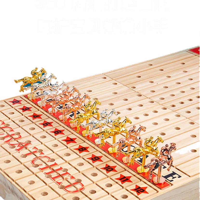 Wooden Horse Racing Board Game with Metal Pieces for Family Party  Boardgame Desktop Gaming Horse Racing Board Game