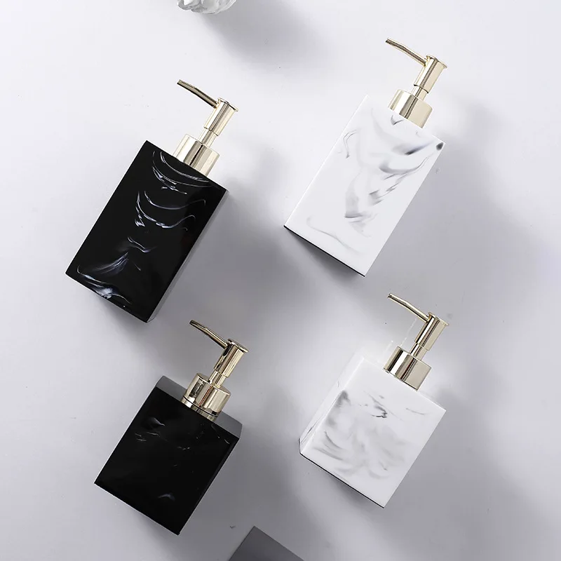 Hot Sale Modern Marble White Resin Lotion Bottle Kitchen Bathroom Accessories Soap Shampoo Dispenser