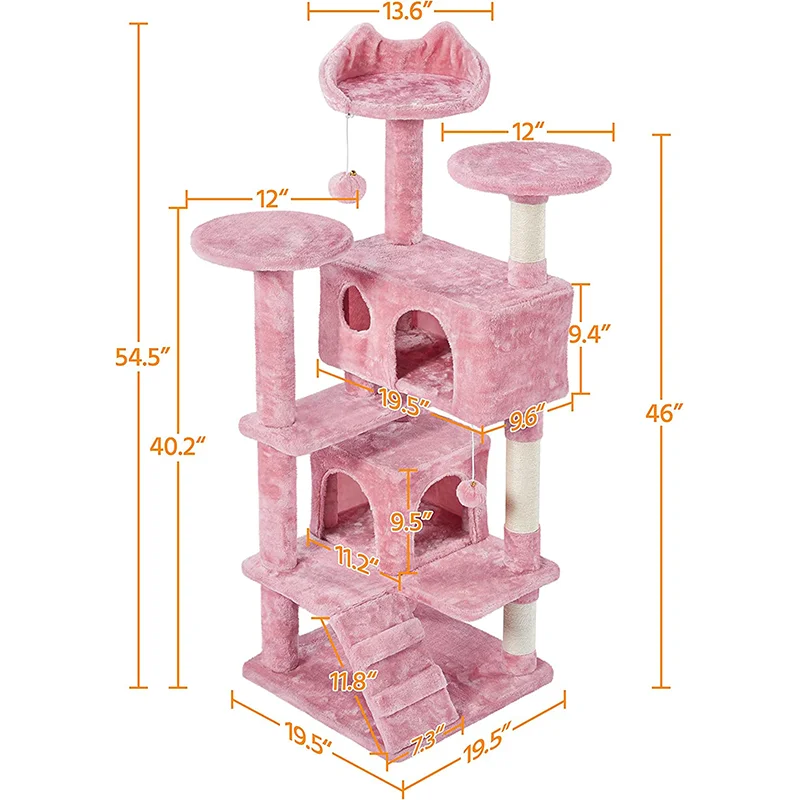 Scratch Climbing Tower Sisal Tree Tower Condo Play Pet Scratch Post Kitten Furniture Large Wooden cat house