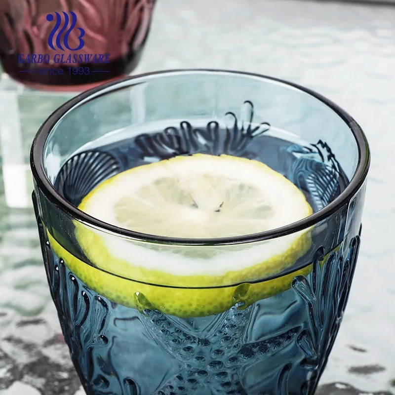 Garbo New Design Hot Selling Products Deep Solid Blue Color Glassware Solid Colored Egg Shape Water Drinking Glass Cup