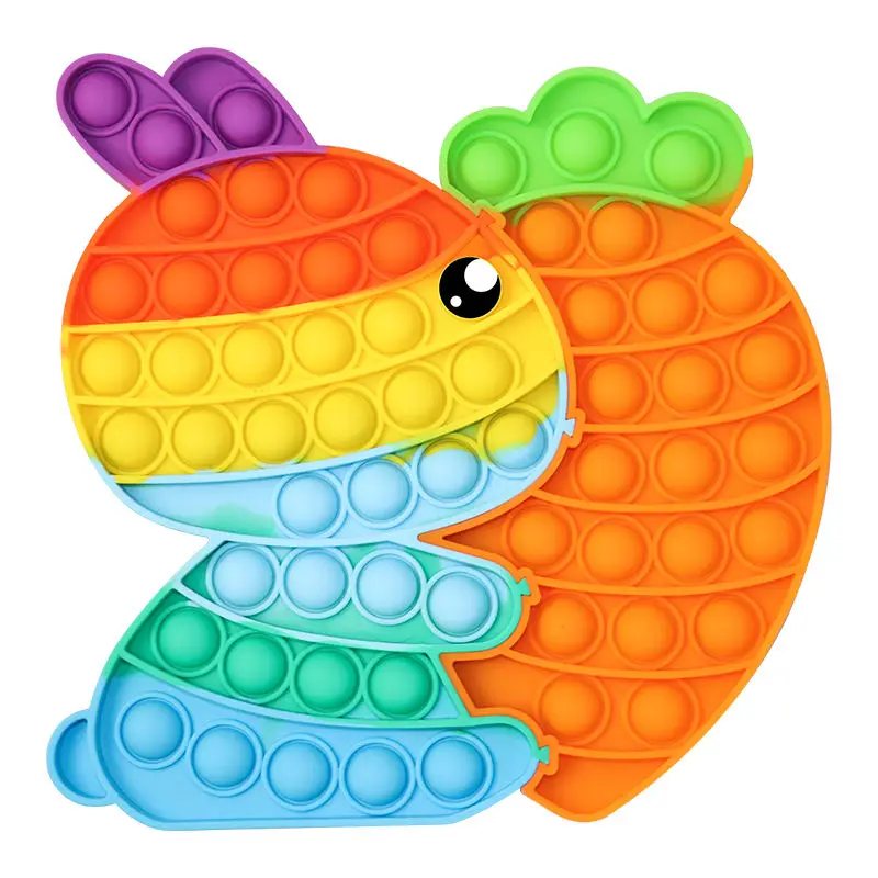 2022 Hot Silicone Stress Relief Push Popping Sensory Cartoon Fidget Popper Rabbit Pops Bubble Animal Easter Bunny Fidget Toy