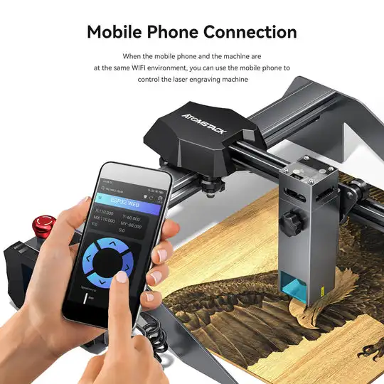 Портативный диодный лазерный гравировальный станок Atomstack P9 M50 220x250 мм Сверхтонкий гравер для дерева