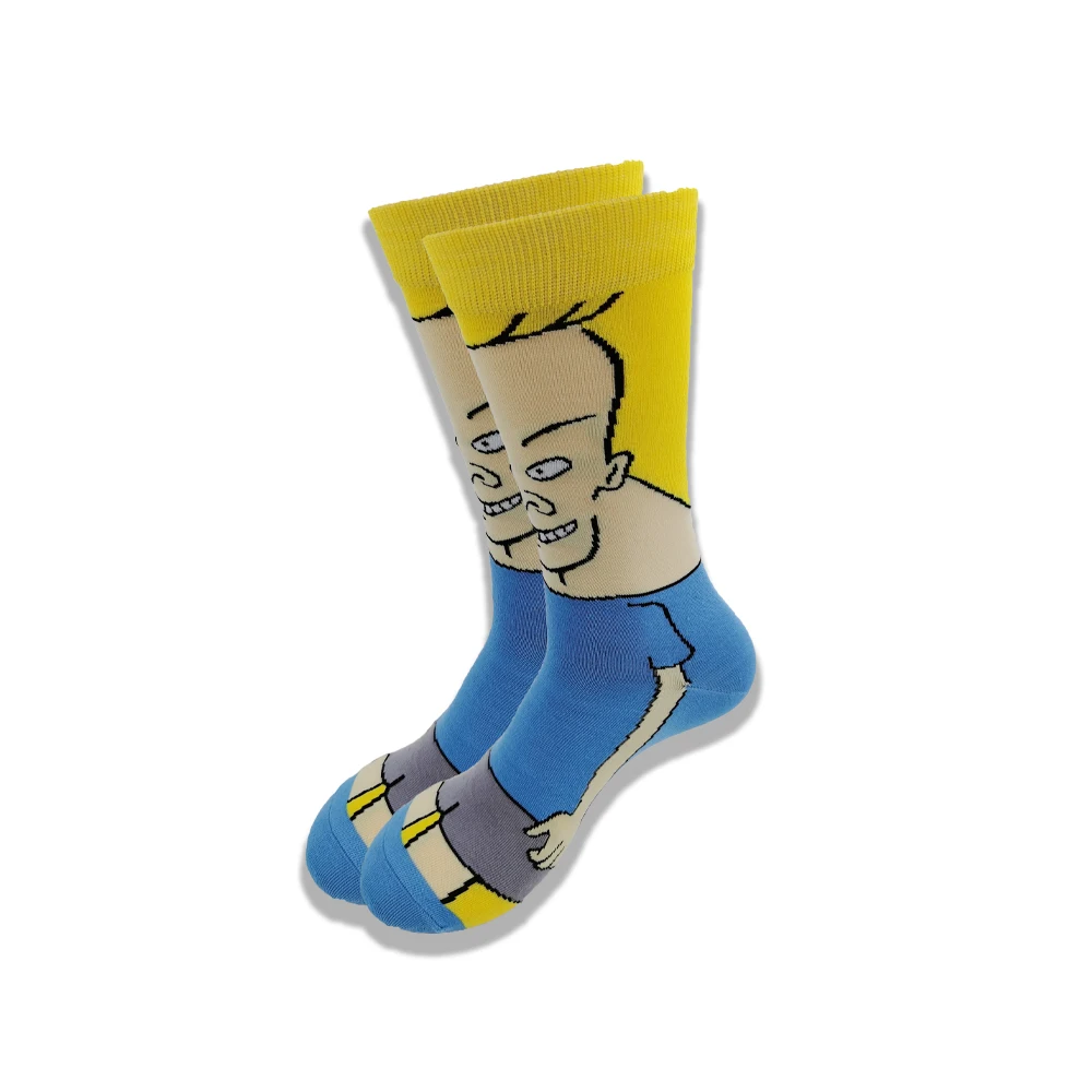 Custom logo men and women cute cartoon pattern cotton socks tube skateboard leisure