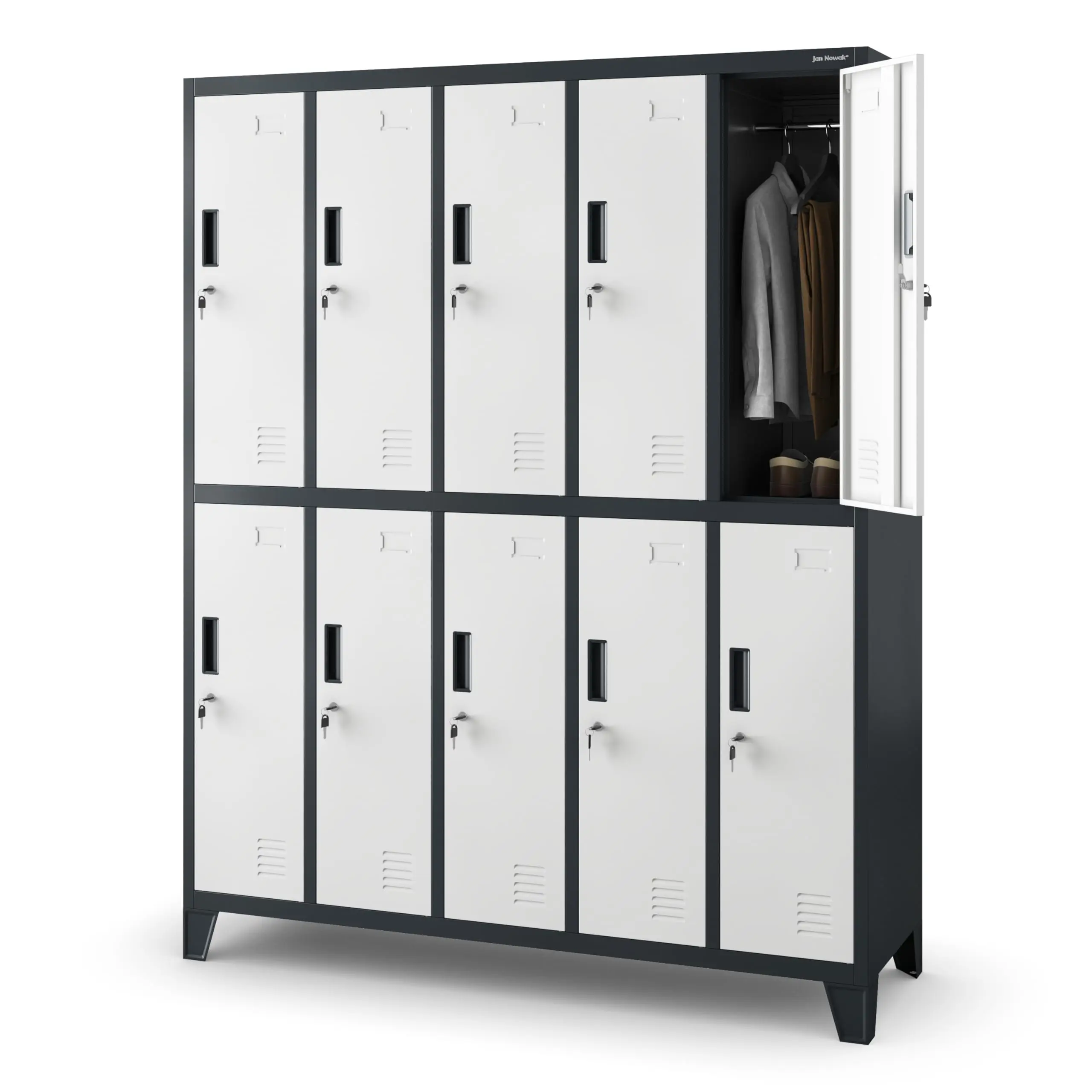 10 Doors Steel Locker Office Workshop Gym Multi Door Industrial Cabinets Changing Room Metal Wardrobe Locker with Standing Legs