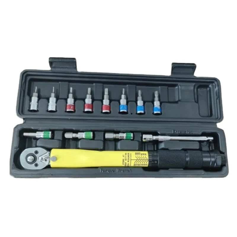 New Fashion 13-piece 1/4' 2.26-22.6nm 20-200lb.ft Torque Wrench Tool Set Multi-functional Household Maintenance Tool Box