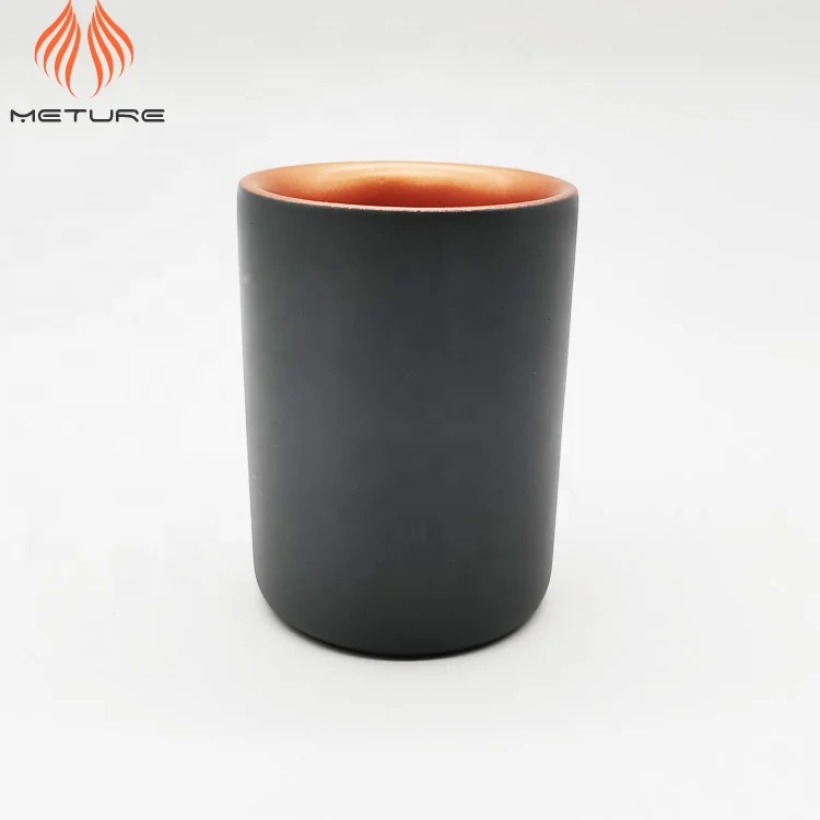 Grey cement container with rose gold inner cement pen holder or makeup brush container