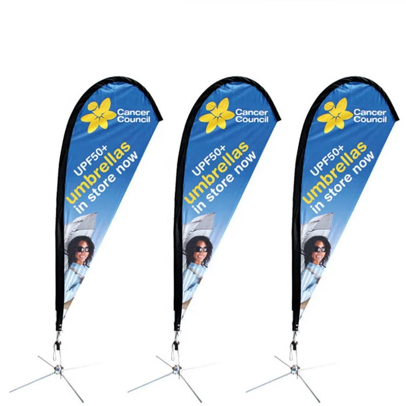 Заводская оптовая продажа, водонепроницаемый и солнцезащитный высококачественный сублимационный Печатный пляжный флаг в форме капли, рекламный алюминиевый флаг