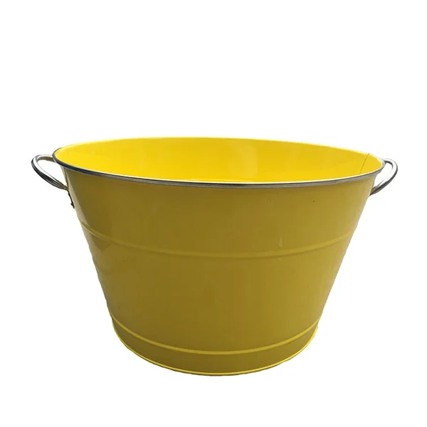 Lovely Galvanized Painted Metal Flower Bucket with Two Handles