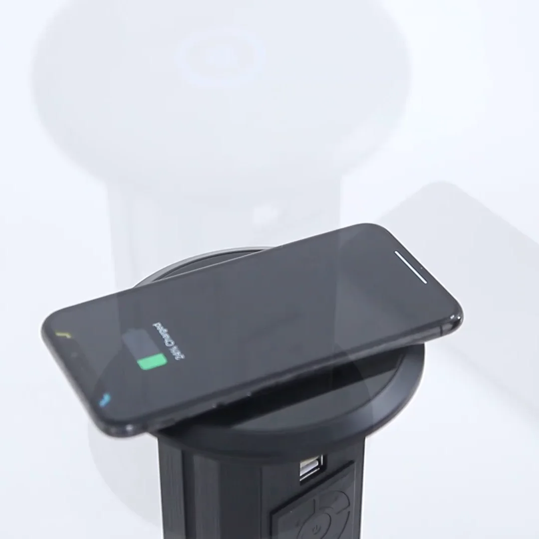 Electric pop up socket with USB charger & wireless charging for table