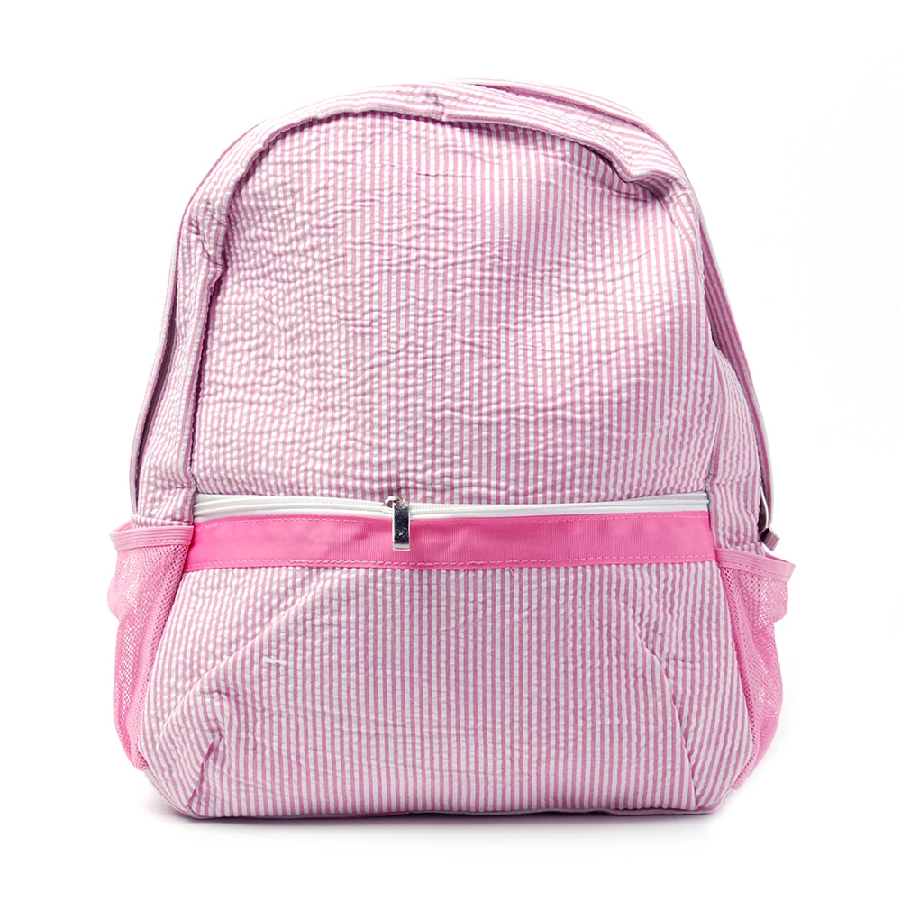 Wholesale Free Shipping Back to School Seersucker Full Size Backpacks Monogrammed Schoolbag Kids Bag DOM103031