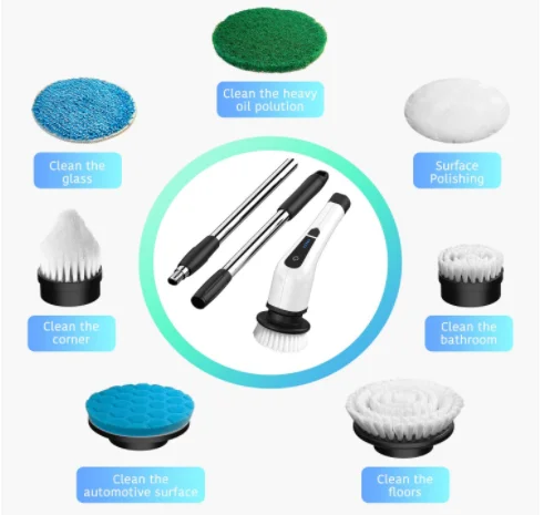 Electric Spin Scrubber 7 in 1, Shower Cordless Cleaning Brush with Extension Handle, Suitable for Cleaning Tile