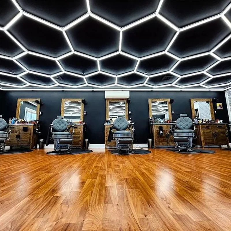 Honeycomb Auto LED Ceiling Light for Wash Station Garage Ceiling Design Hexagon Working Lights