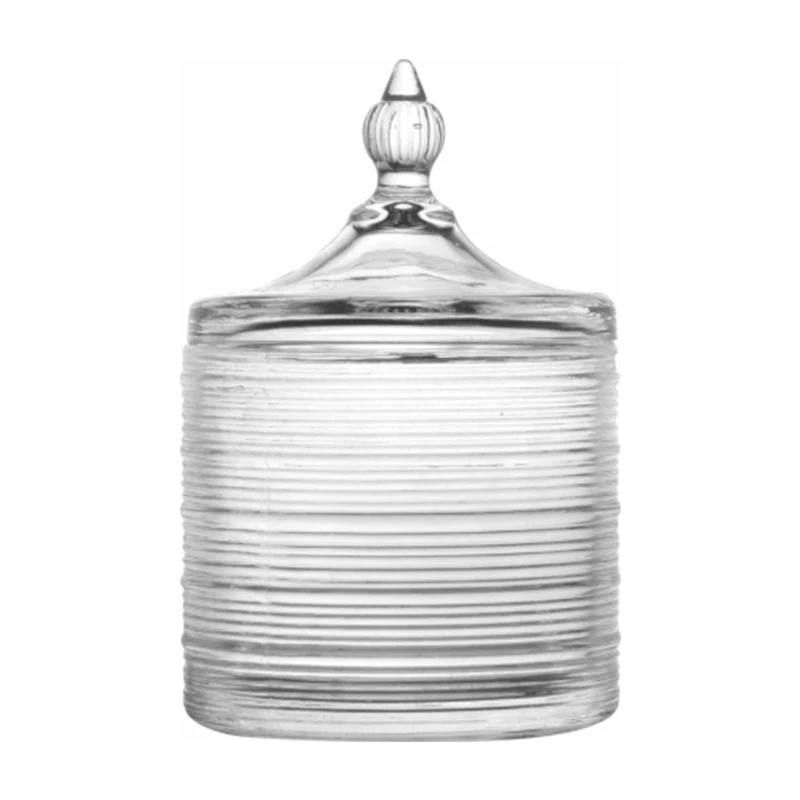 Factory Wholesale Custom Logo Gold Rim Embossed Glass Crystal Candle Jars with Lids