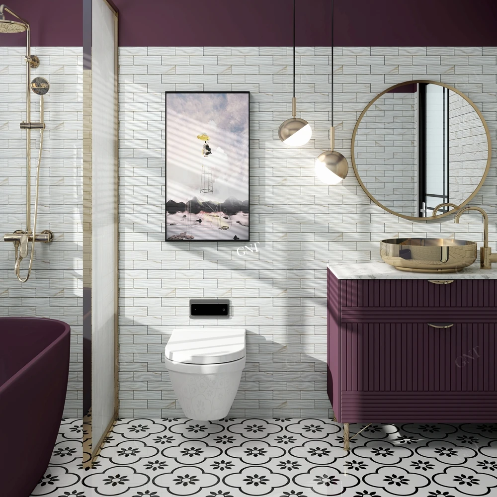 Foshan Bathroom Marble Look Strip Recycled Glass Powder Mosaic Tile for Home Decoration