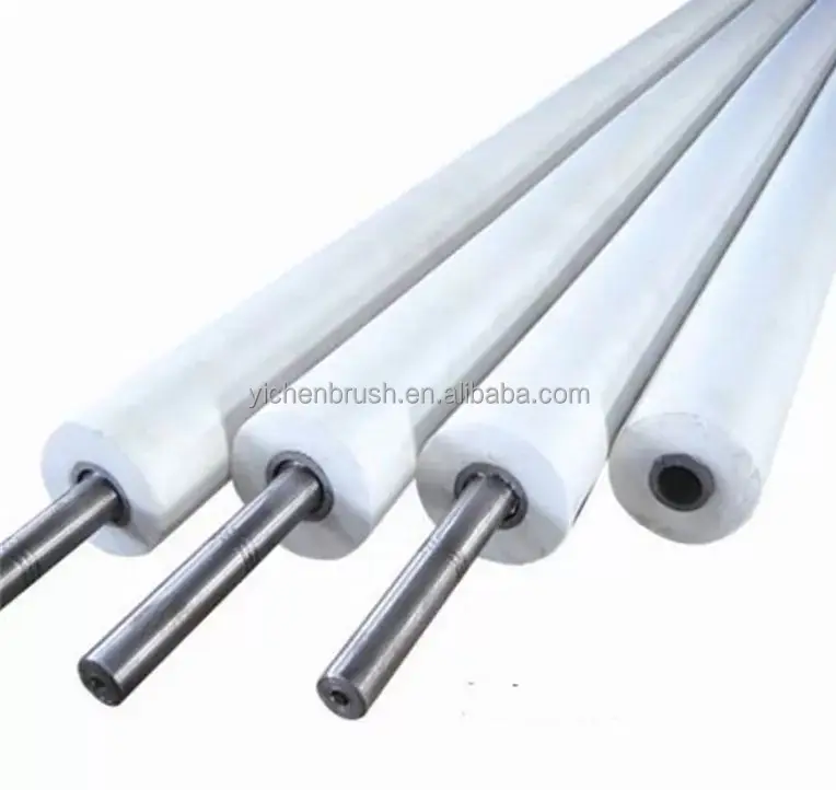 Photoelectric Glass Cleaning Machine Brush Rubber Roller , Corrosion Resistant Cylindrical Roller Brush