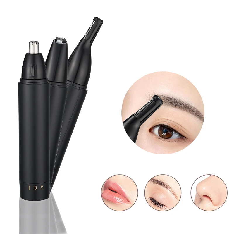 Водонепроницаемая портативная машинка для удаления волос в носу, бытовая батарея 3 в 1, триммер для волос в носу