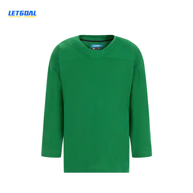 Kids Practice Green Blank Mesh Hockey Wear Collar Custom Hockey Jersey In Stock