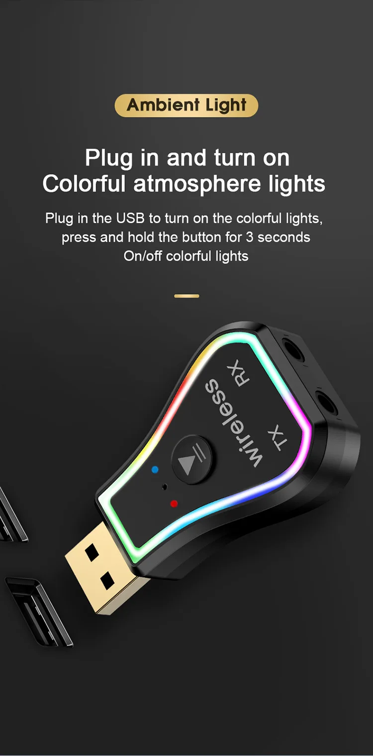 USB Bluetooth Receiver Transmitter Car Bt 5.0 Audio Adapter TV Computer Wireless Bluetooth