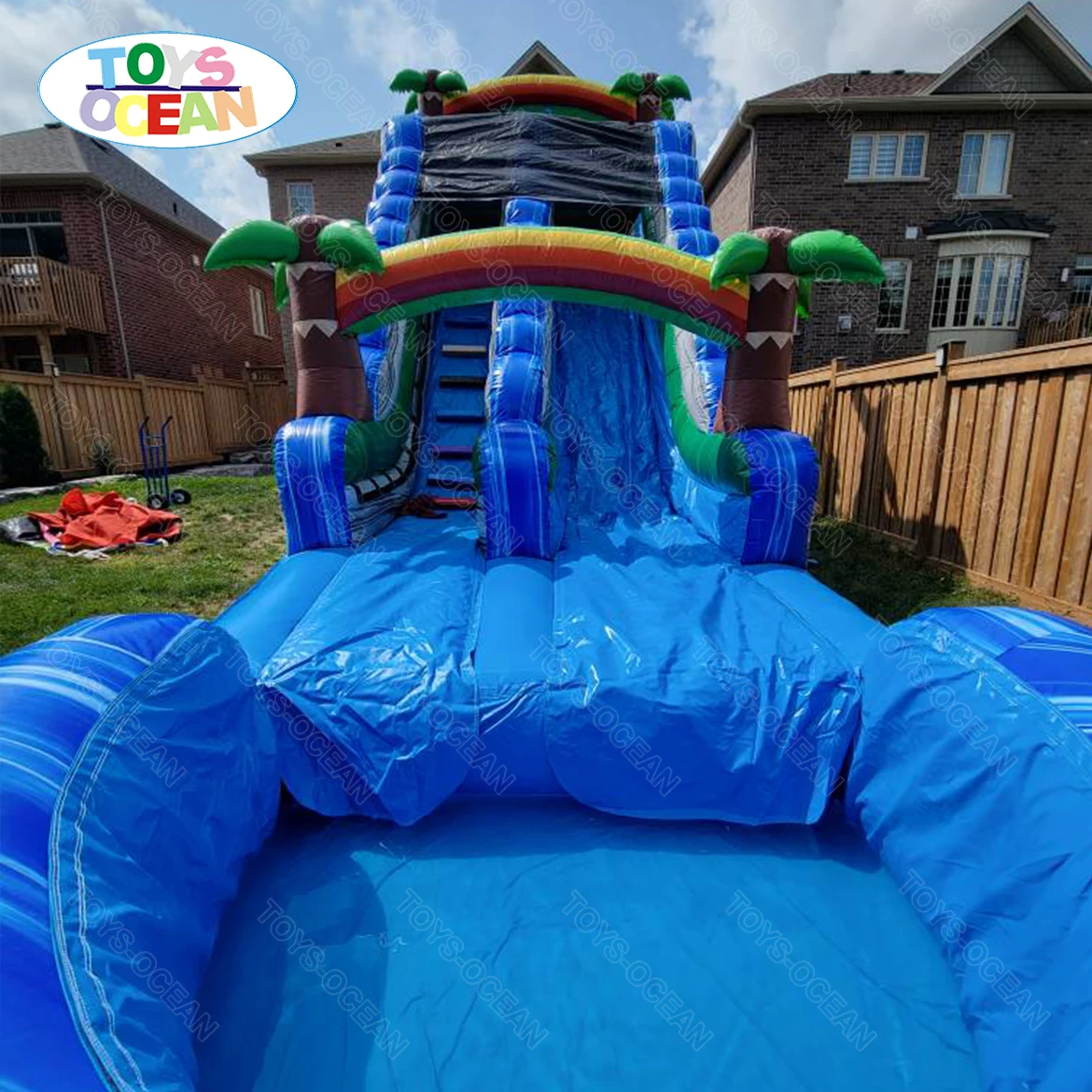 2023 custom commercial inflatable water slide with swimming pool adult kids slide