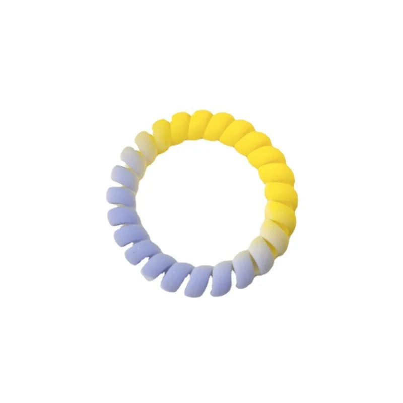 Professional Wholesale gradual change color Matte Telephone Wire Hair Band Spiral Pony Holder Elastic Coil Hair Ties