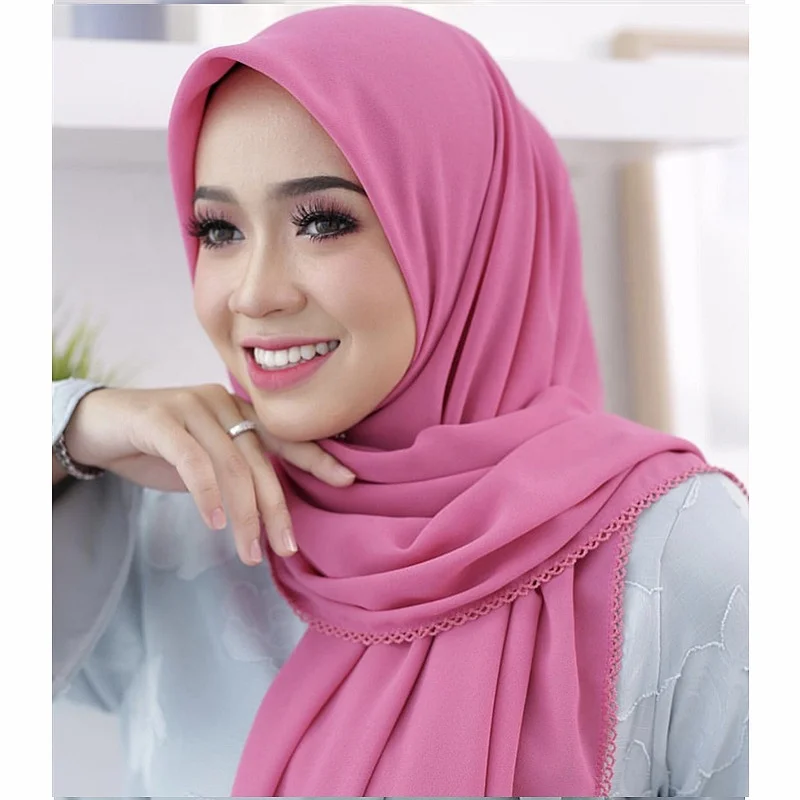 Dropshipping Free Sample Factory New Fashion Soild Color Headscarf Muslim Hijab Bubble Chiffon Scarf Women