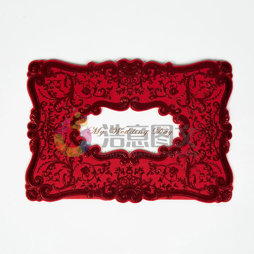 Custom Printing Laser Cut Luxurious Wedding Invitations Red Elegant Wedding Invitation Paper Cards