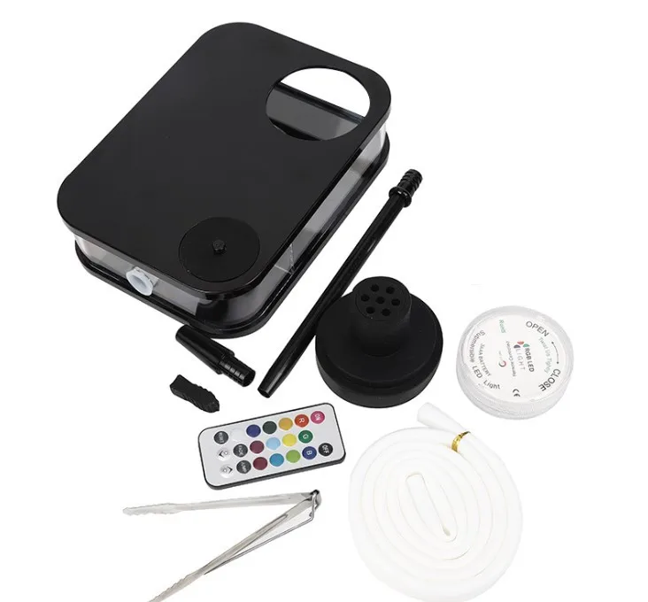 HQP-SY01 Wholesale Acrylic Square Arabian Shisha Hookah Box Book Shape With Led Light Portable Hookah