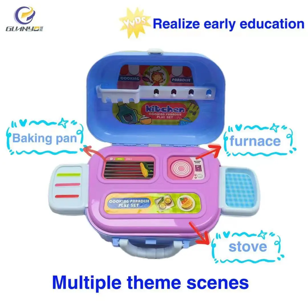 Hot Sales Education Fun Puzzle Mini Play House Vegetables Kitchenware Storage Authentic Toy Set Children Gift Suitcase Pizza Set