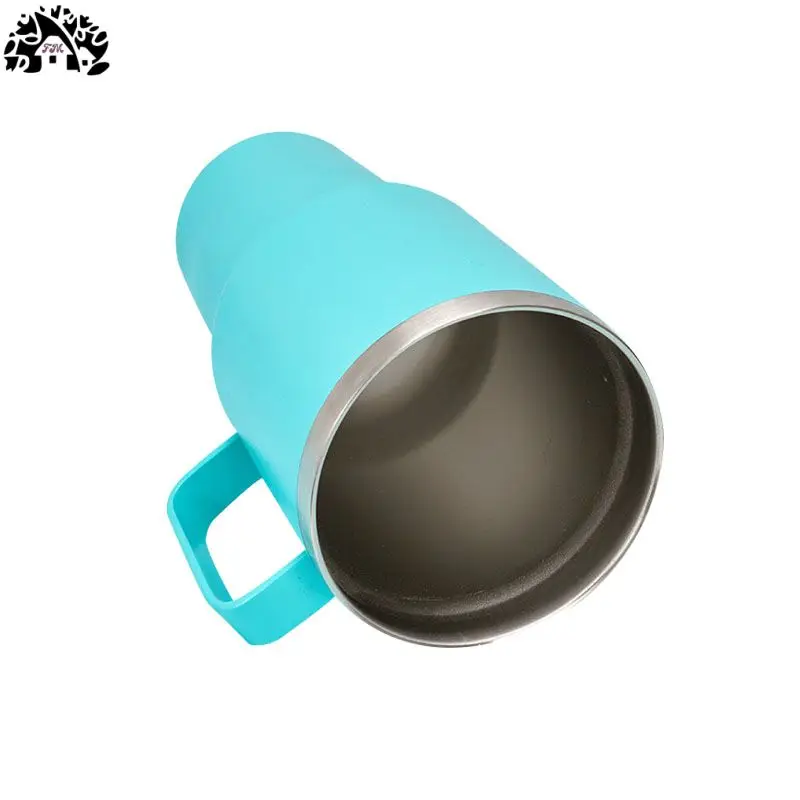 30oz spill-proof double metal flat bottom cup Insulated cold with handle and lid mug Stainless steel insulated travel coffee mug