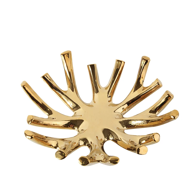 Modern Branches Shape Centerpiece Bowl Gold Luxury Home Decor Bowls Ceramic