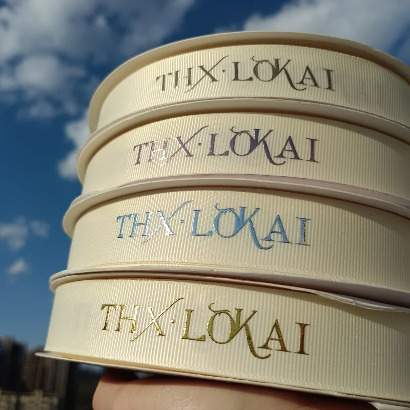 High Quality New Designer White Gift Ribbons Grosgrain Ribbon Printed Logo For Hair Bundles Bouquet Gift Wrap Bow