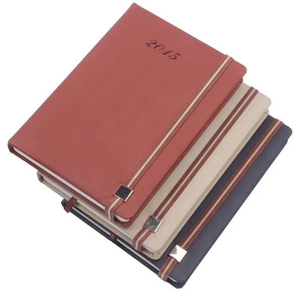 Custom a5 Brand Pu Notebook Red Color Hardcover Notebook With Elastic Band Paper Note Book for business
