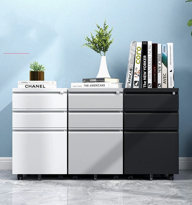 Manufacture Movable File Cabinet Metal Storage Vertical Standing Document Cupboard Multi-tier Pedestal Cabinet