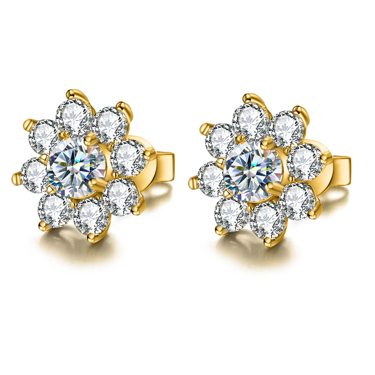 GRA  0.5CT Moissanite Diamond Flower Stud Earring for Women 925 Sterling Silver Solitaire Eternity Wedding Party Jewelry set