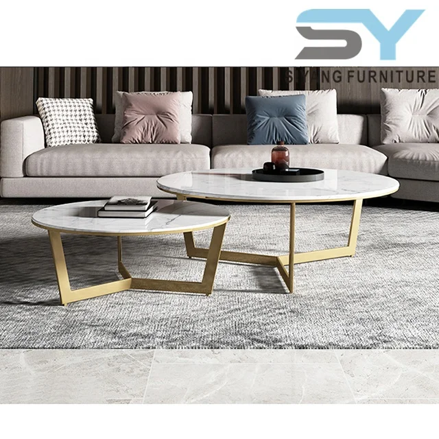 Low Price White Marble Round Coffee Tea Table For Living Room CJ-B