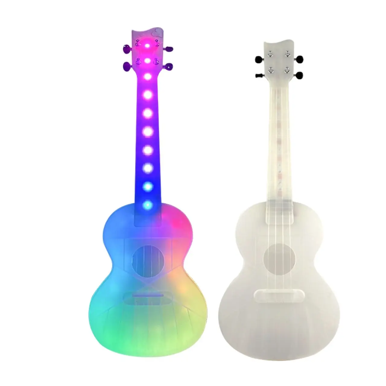 China Factory New Custom Design Outdoor Tourist Led Lighting Concert Electric Ukuleles With Transparent Body